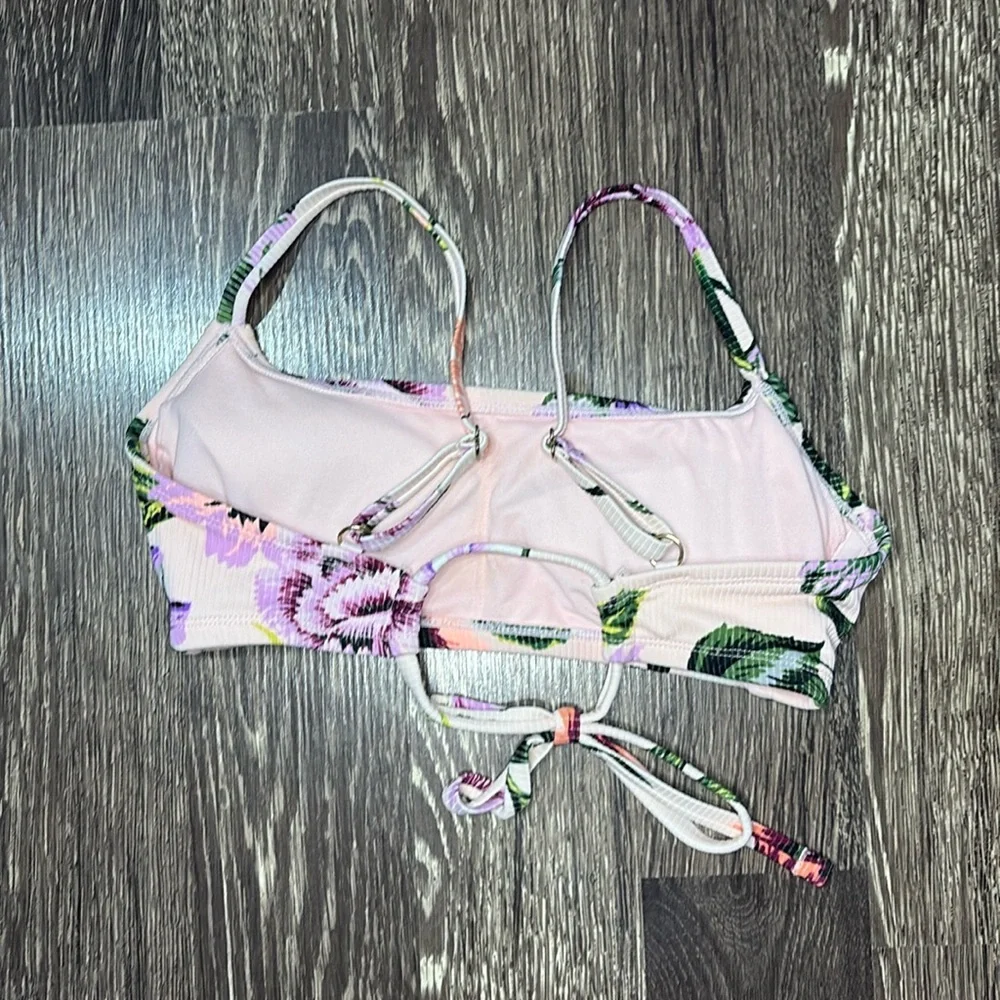 Xhilaration Floral Bikini Top - Pink and Green - Picture 2 of 5